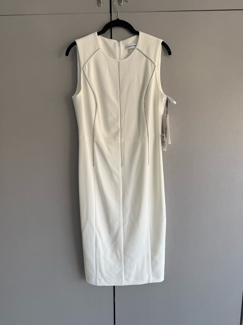 Calvin Klein Ivory Sleeveless Midi Sheath Dress